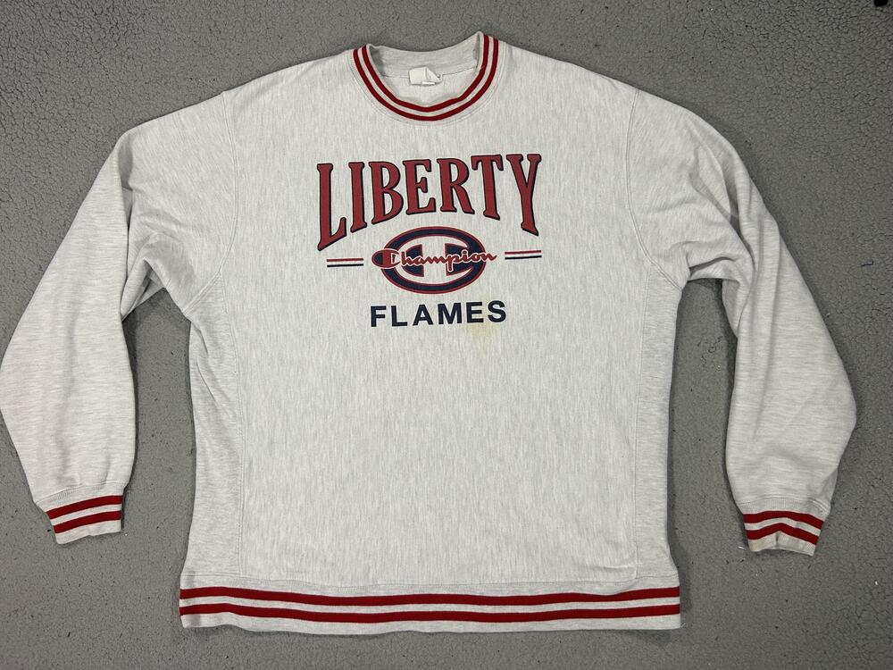 Liberty Flames Sweatshirt Mens XL Gray NCAA College Reverse Weave Champion